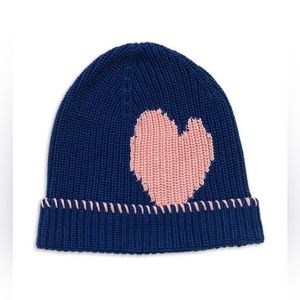 NWT Kerri Rosenthal Max Heart in Concord Blue Cashmere Beanie